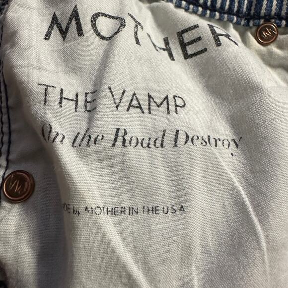 Mother Jeans The Vamp One The Road Destroy Conductor Strip Size 25 Cropped - Picture 10 of 11